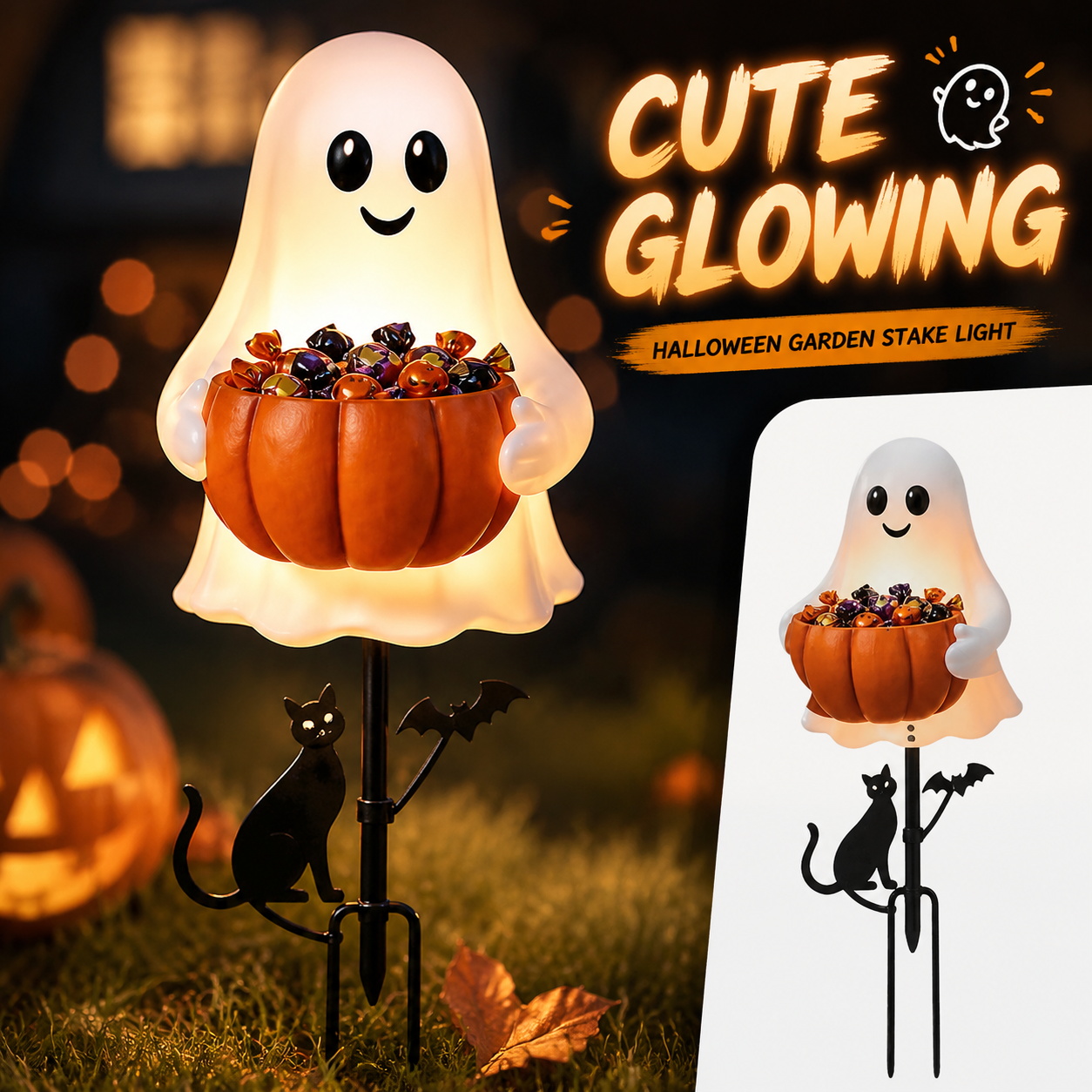 Outdoor Lighting Effects - Halloween Ghost Candy Holder Decorative Lights