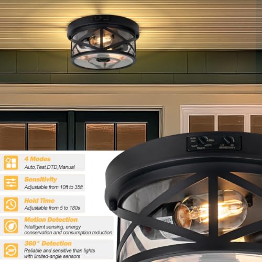 Motion Sensor Outdoor Ceiling  - Outdoor Lighting Black review and price